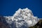High snow mountain Katenga on Nepal trekking to Everest hiking route