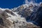 High snow mountain view on Nepal trekking to Mers peak hiking route