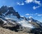 High snow and rocky mountain Cerro Castillo in Chile Patagonia