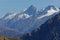 High snowy summits of Oisans mountain range