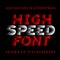 High speed alphabet vector font. Wind effect type letters and numbers on a black background.