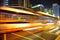 High speed and blurred bus light trails