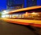 High speed and blurred bus light trails