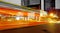 High speed and blurred bus light trails