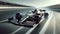 High-speed Formula 1 car racing on a track