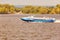 A high-speed hydrofoil vessel `Voskhod` is moving along the Volga waterway