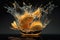 High speed photography of oranges splashing into a bowl of water, generative Ai