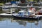 High speed police motorboat at a jetty