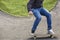 high-speed skater in the snake pump track