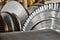 High-speed steam turbine blades close up shot