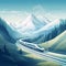 High-Speed Train Racing through a Scenic Landscape