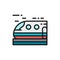 High-speed train, subway, tram flat color line icon.