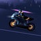 High- speed vehicle- motorbike girl -racer in the night city