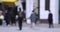 A high speed of walking Japanese business people at urban city in Shinjuku defocused