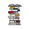 High stack of books isolated vector illustration