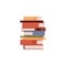 High stack of books, school knowledge exam, vector literature, dictionaries and encyclopedias, library or bookstore