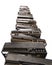 High stack of used hard drives