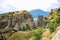 High and strong rocks in mountain Meteora in Greece