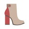 High Sturdy Heel Red And Grey Female Boot, Isolated Footwear Flat Icon, Shoes Store Assortment Item