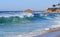 High surf at Aliso Beach in South Laguna Beach, California.