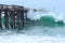 High surf at Balboa pier in Newport Beach, California