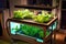 high-tech aquaponics system, with sensors and automation