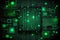 high-tech background of green and black Matrix code creating a digital web with glowing neon lines and dots