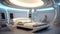 High tech futuristic bedroom with sleek furniture. Generative AI