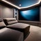 A high-tech, home cinema with a large screen, surround sound, and plush theater seating4