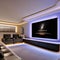 A high-tech, home cinema with a large screen, surround sound, and plush theater seating5