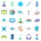 High tech industry icons set, cartoon style