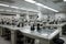high-tech laboratory, with rows of microscopes and advanced equipment