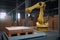 high-tech material handling and palletizing robot performing precise movements in a factory environment