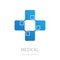 High-tech medicine logo. Medical logotype, design element or icon for the pharmacy or health centre.