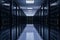 High tech servers in rows illustrate modern data center infrastructure