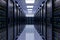 High tech servers in rows illustrate modern data center infrastructure