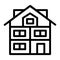 High three-story house line icon. Modern house vector illustration isolated on white. Cottage with mansard outline style