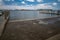 High tide at the docks. Long exposure shot for motion blur in sky clouds