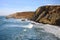 High tide surf waves at Trevaunance Cove.