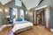 High vaulted ceiling bedroom interior design