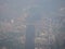 High view from airplane of dusty view, PM 2.5 in the air, pollution in Bangkok city