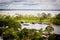 High view of Amazon River and local houses