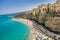 High view of Tropea town and beach - Calabria, Italy