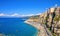 High view of Tropea town and Tyrrhenian Sea beach,Tropea, Calabria, Italy