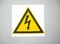 High voltage attention icon. Electric danger symbol. Attention sign with thunderbolt icon. Risk sign.