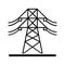 High voltage electric line glyph icon