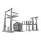 High voltage electric power substation on white. 3D illustration