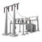 High voltage electric power substation on white. 3D illustration