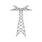 High voltage electric pylon. Power line symbol flat design