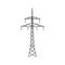 High voltage electric pylon. Power line symbol flat design